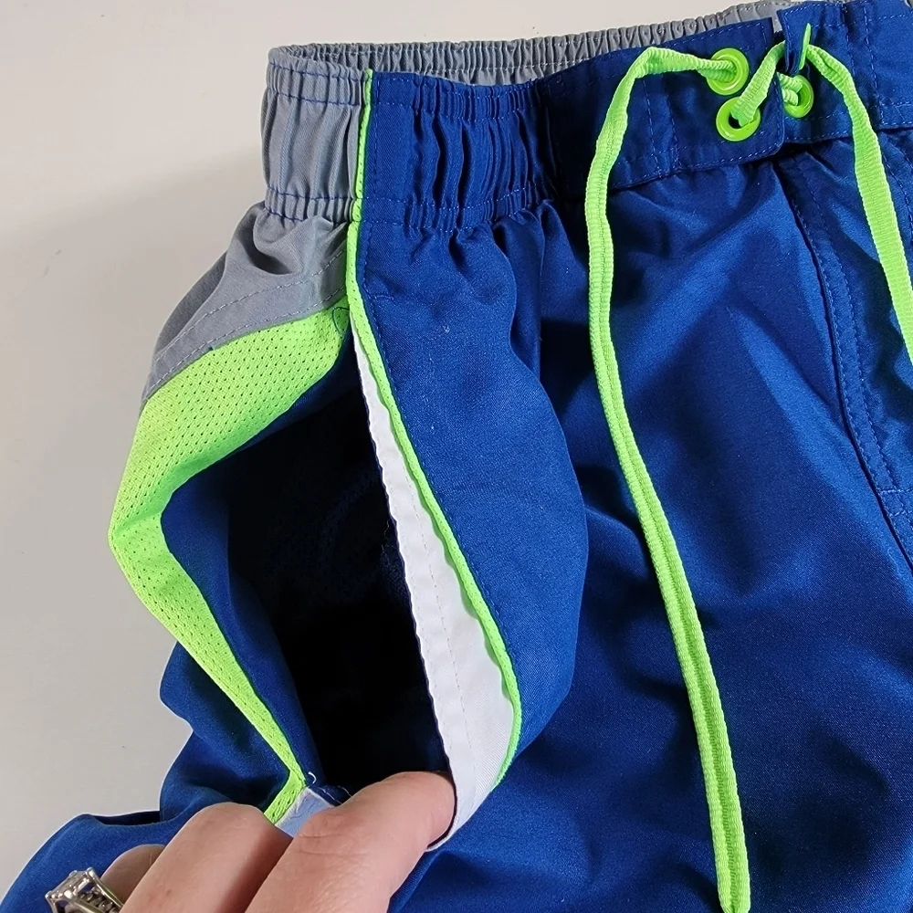 Nike Swim Trunks Mens M Blue green Drawstring Pockets Mesh Lined